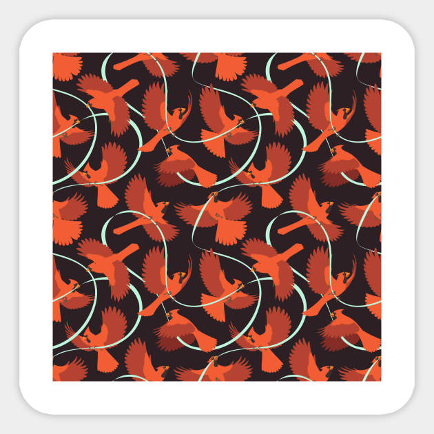 Cardinals Pattern Black Art Sticker by JadaFitch